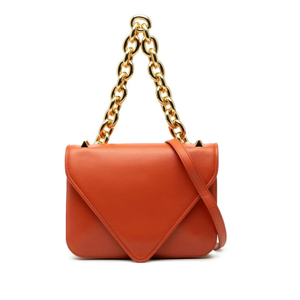 Bottega Veneta Mount Chain 2way Shoulder Bag Orange Leather Bottega Veneta